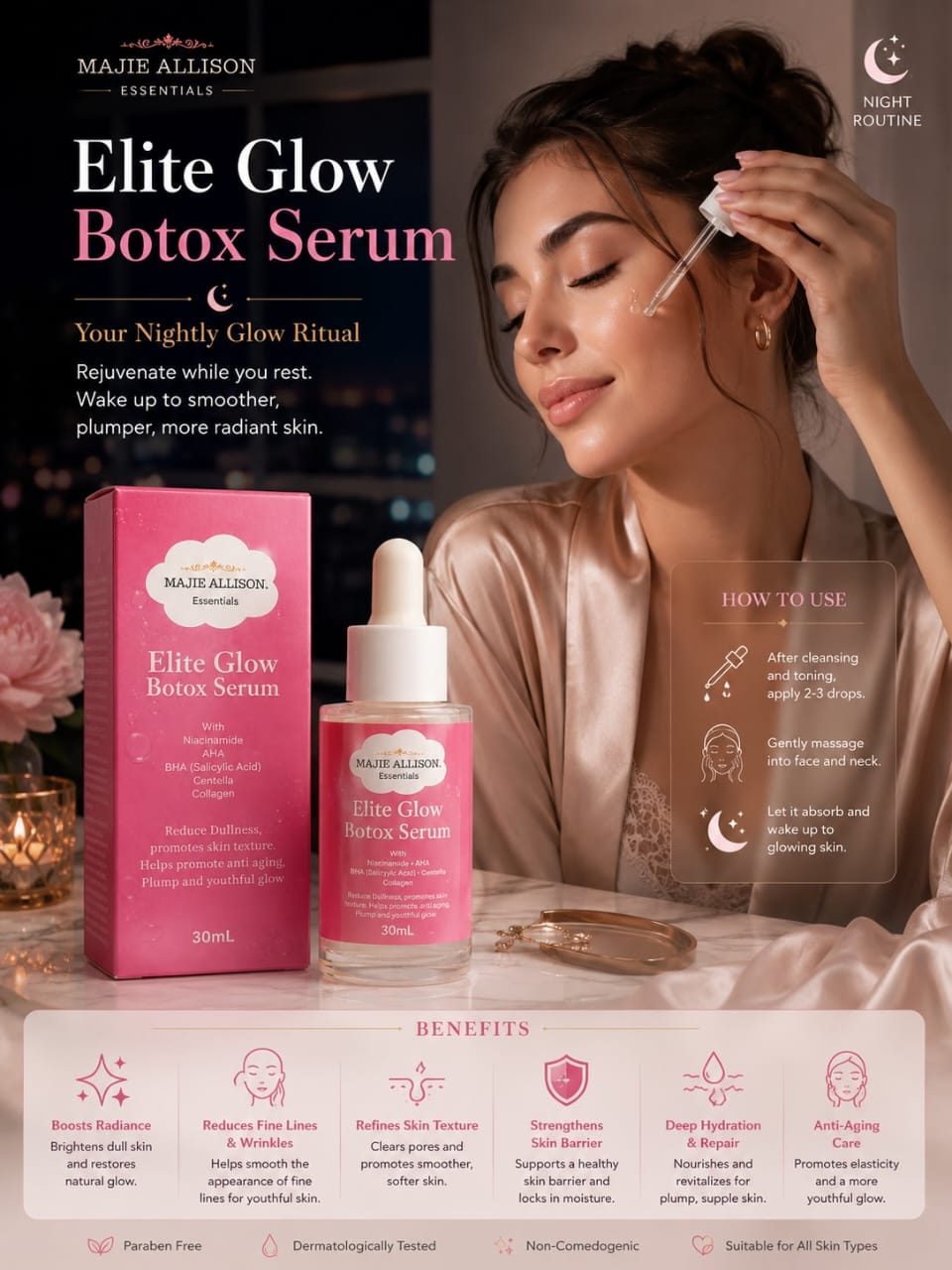 Hydrating face serum collection for glowing skin