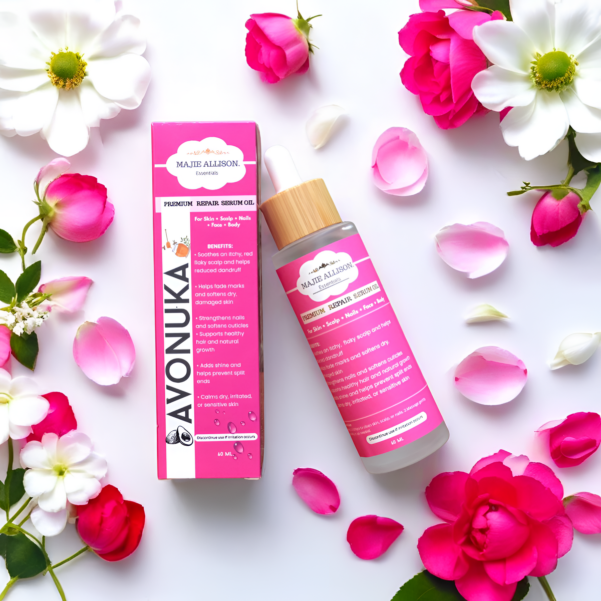 Avonuka Repair Serum Oil product flat lay display